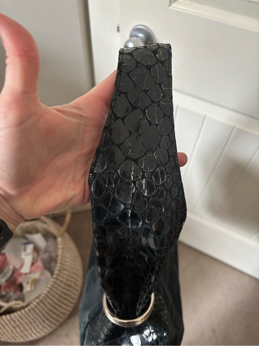 Miss Mak Vintage Black Genuine Leather Hobo Bag Montreal Y2K - Picture 4 of 7